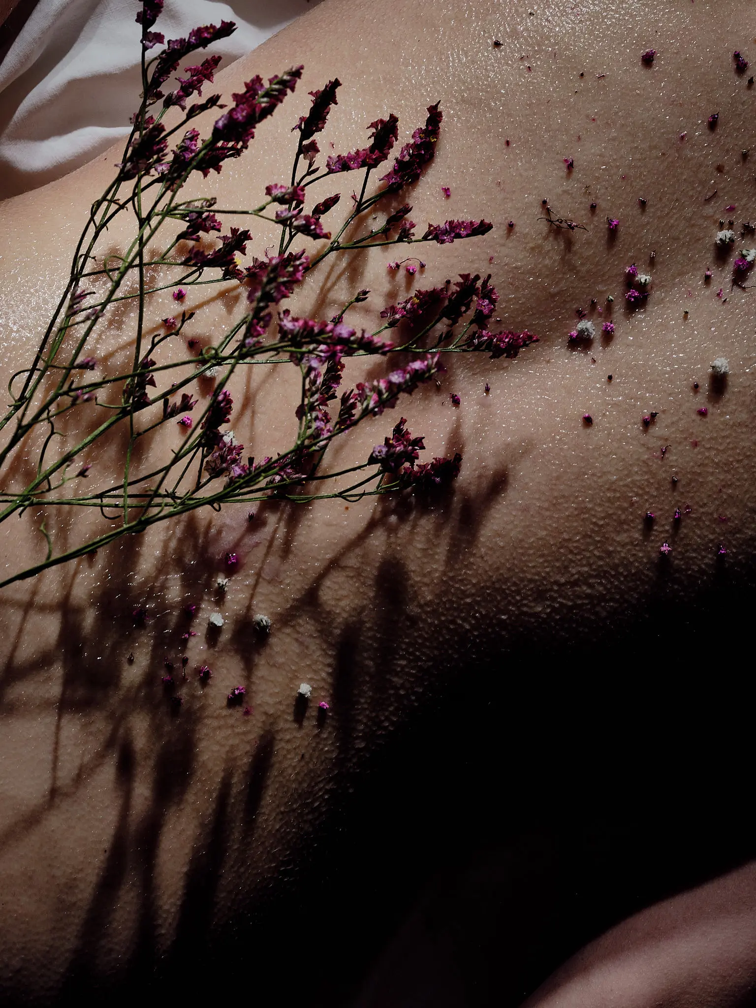 Blumen_im_Bett_30 Aktfotos Stuttgart – sinnliches Blütenshooting im Studio